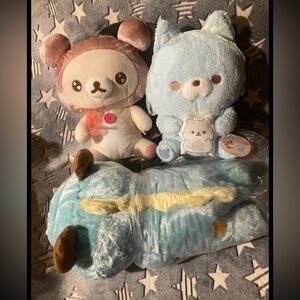 XL Rilakkuma Plush Bundle Wolf , Dinosaur , Korilakkuma Cherry Jewel